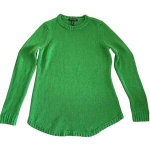 Lauren Ralph Lauren Green Ribbed Crewneck Sweater Size M Long Sleeve Classic Fit